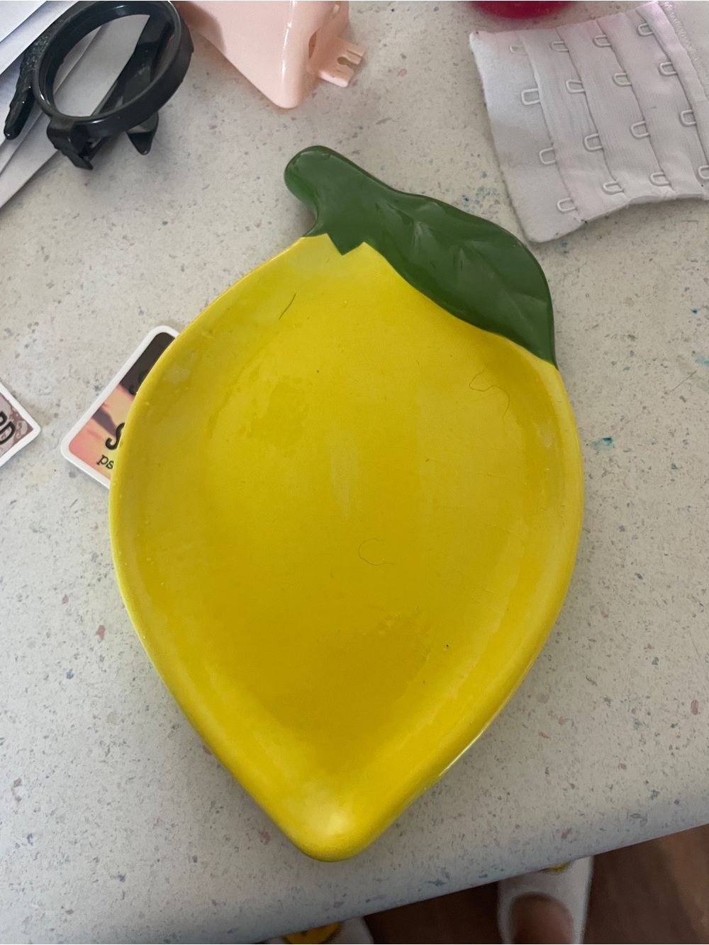 Ceramic Lemon-Shaped Serving Dish - Yellow & Green